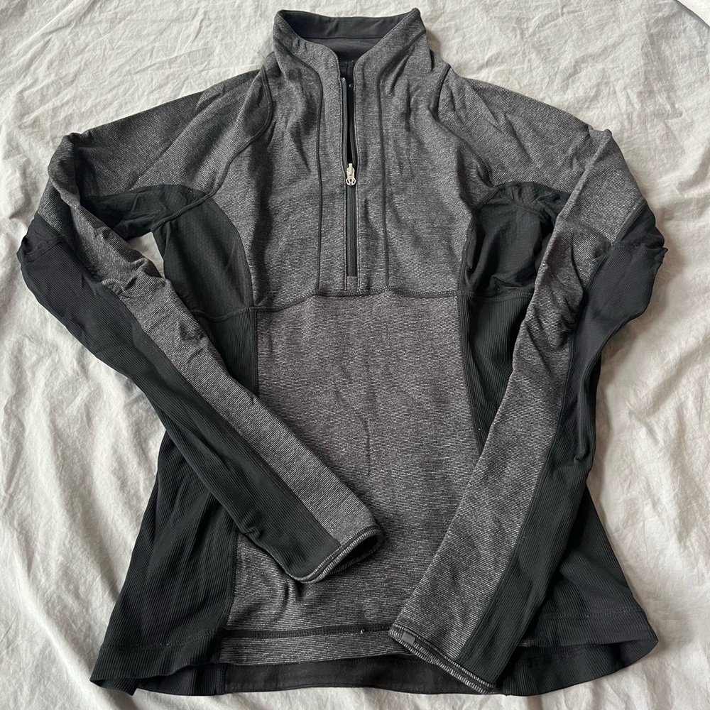 Lululemon Gray and Black reversible Quarter-Zip Pullover